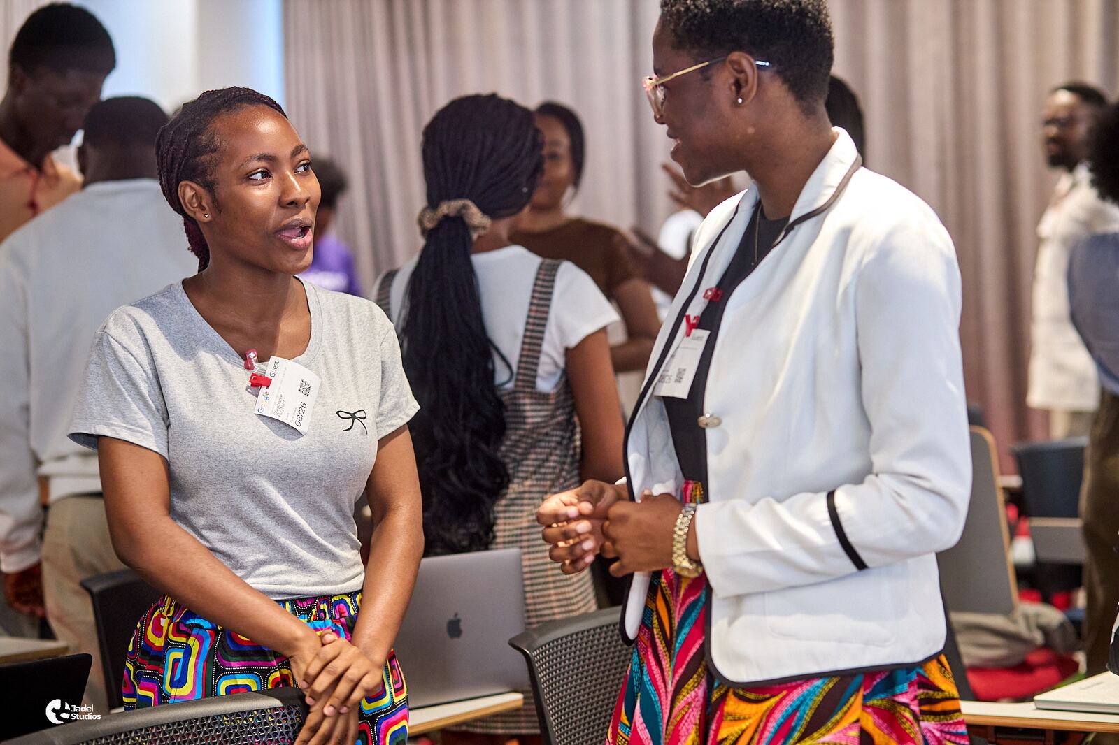 Adults connecting at Enseigne Demo Day